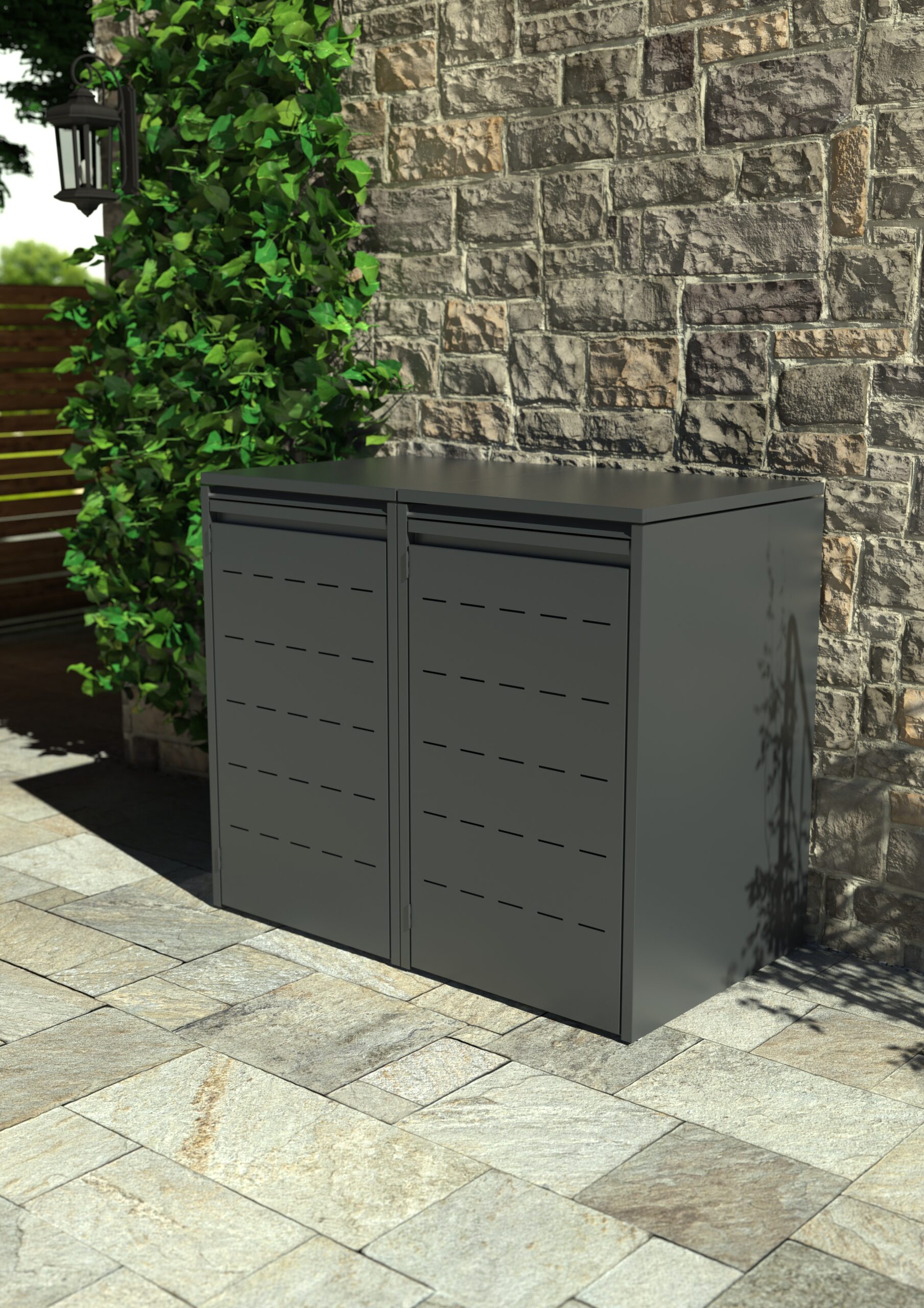 An image of our URBN Twin wheelie bin storage solution.