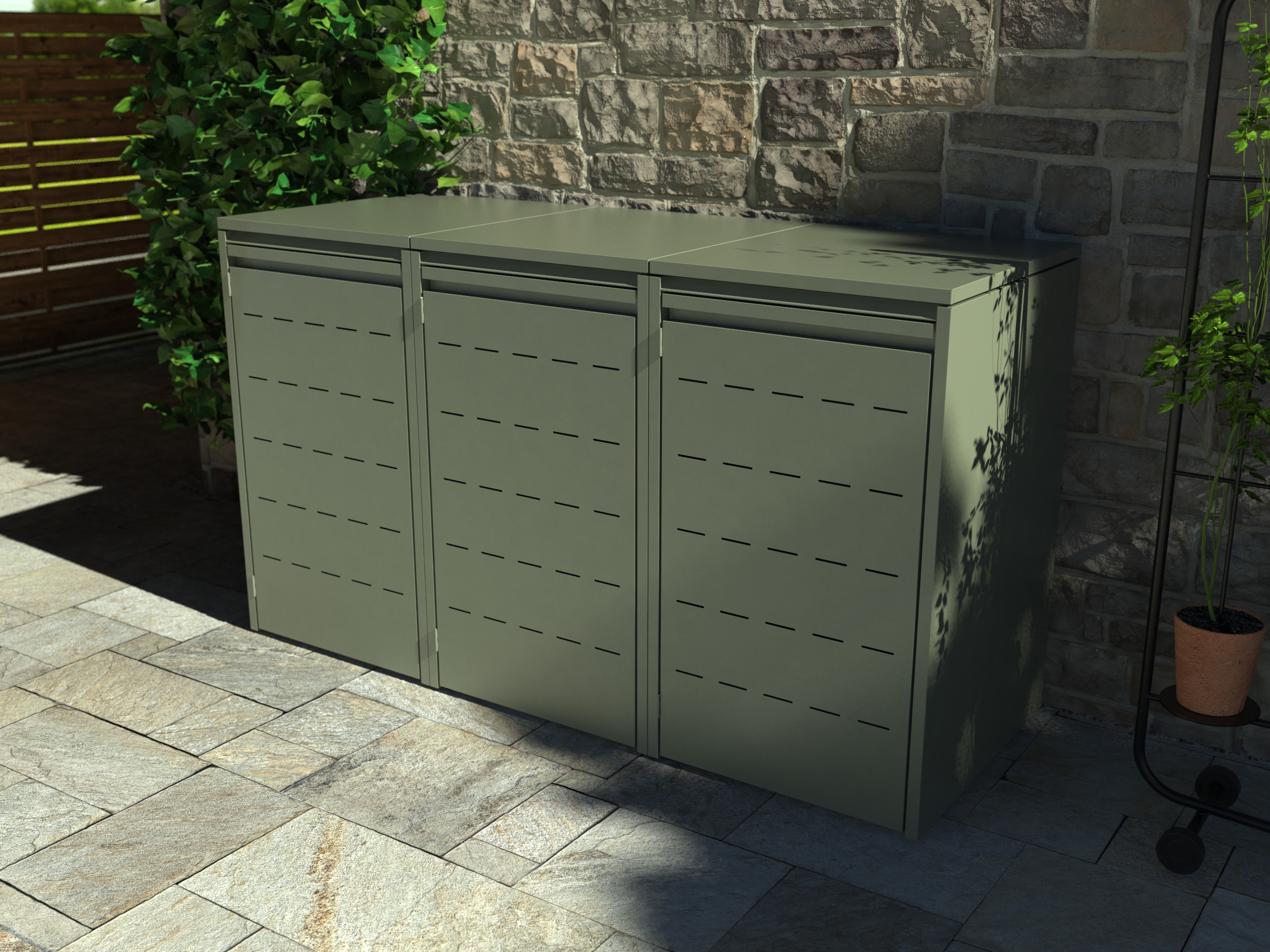 An image of our URBN Trio wheelie bin storage solution.